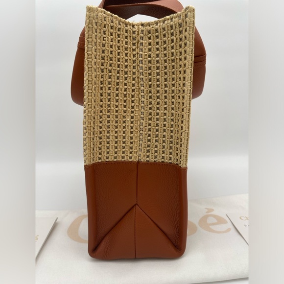 $1950 NEW CHLOE WOODY MEDIUM RAFFIA LEATHER SUMMER TOTE BAG PURSE NWT! - Picture 6 of 11